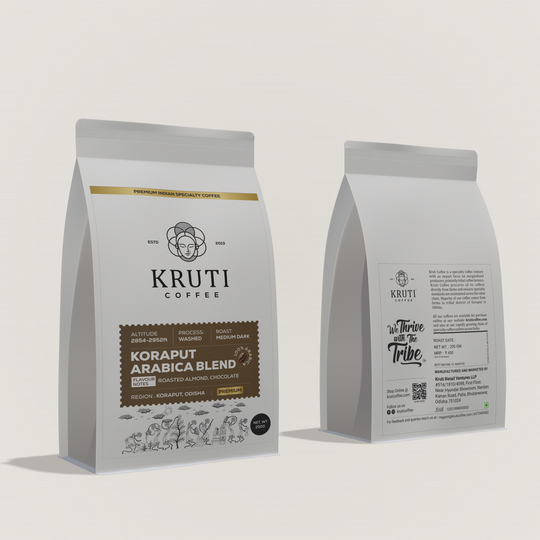 Kruti Coffee - Koraput Arabica Blend ( 100% Arabica Coffee Beans, Medium Dark Roast, 250 Gm) - Kruti Coffee