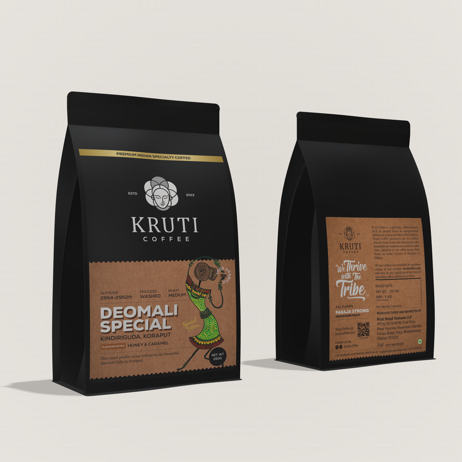 Deomali Special (100% Arabica Washed Single Origin Coffee, Medium Roast, 250 Gm) | Freshly Roasted Specialty Coffee - Kruti Coffee