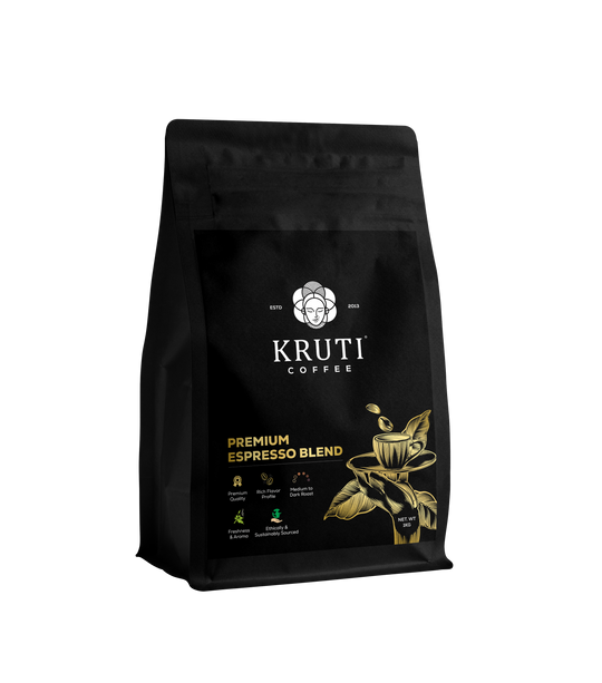 Kruti Coffee - Premium Espresso Blend( Premium Quality, Rich Flavour Profile, Medium-Dark Roast, 1 KG) - Kruti Coffee