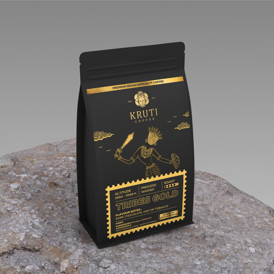 Kruti Coffee - Tribes Gold Signature Blend (100% Arabica Washed Coffee, Medium Dark Roasted, 250 Gm) Freshly Roasted Specialty Coffee blend