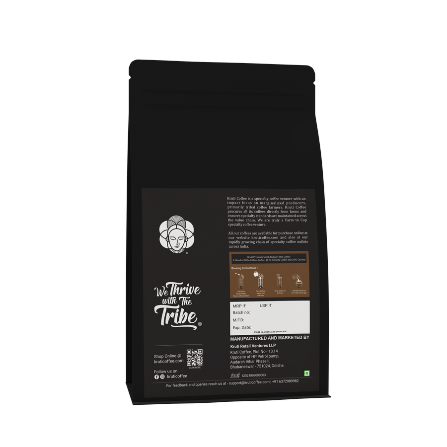 Kruti Coffee - Premium South Indian Filter Coffee Blend, Dark Roast, 250G