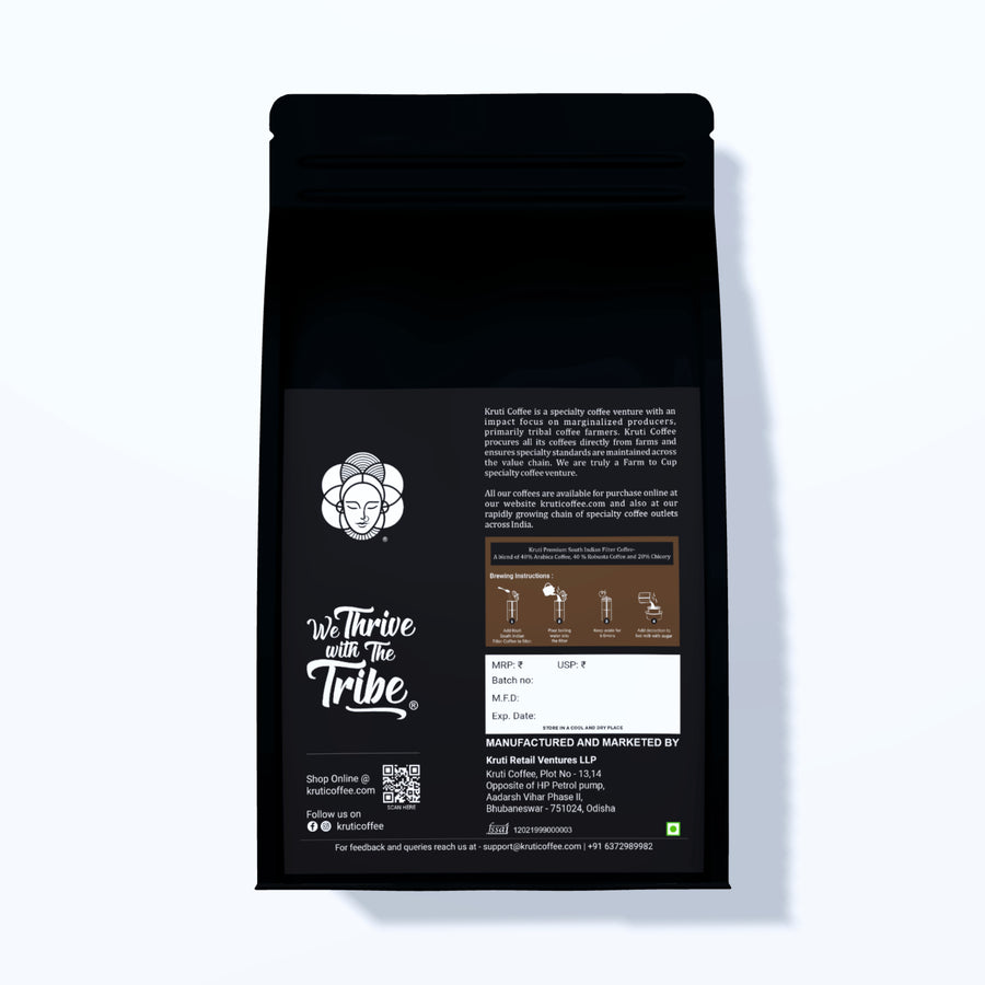Kruti Coffee - Premium South Indian Filter Coffee Blend, Dark Roast, 250G