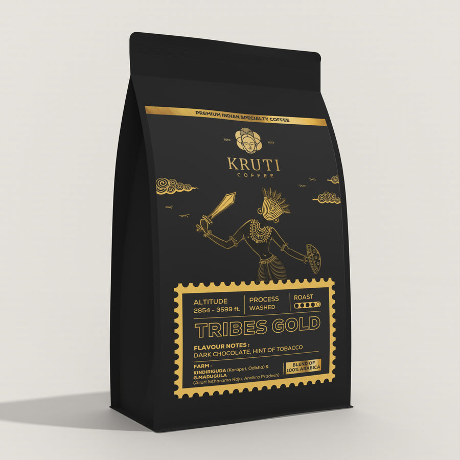 Kruti Coffee - Tribes Gold Signature Blend (100% Arabica Washed Coffee, Medium Dark Roasted, 250 Gm) Freshly Roasted Specialty Coffee blend