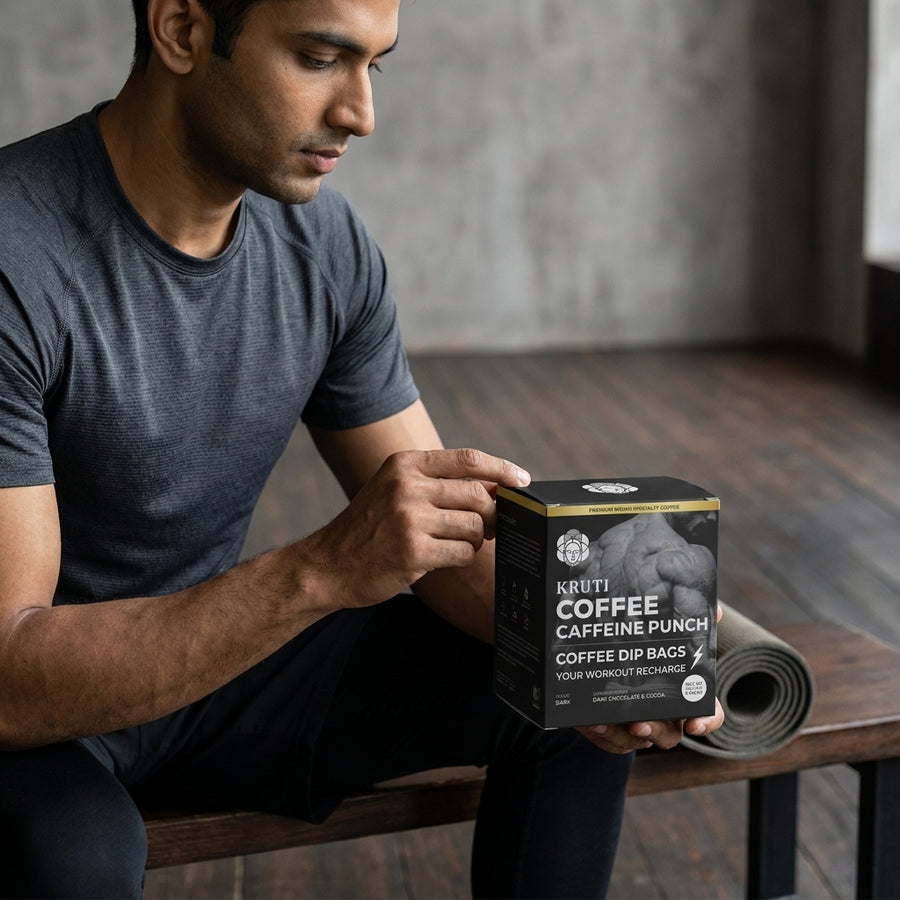 A person holding caffeine punch dip bag