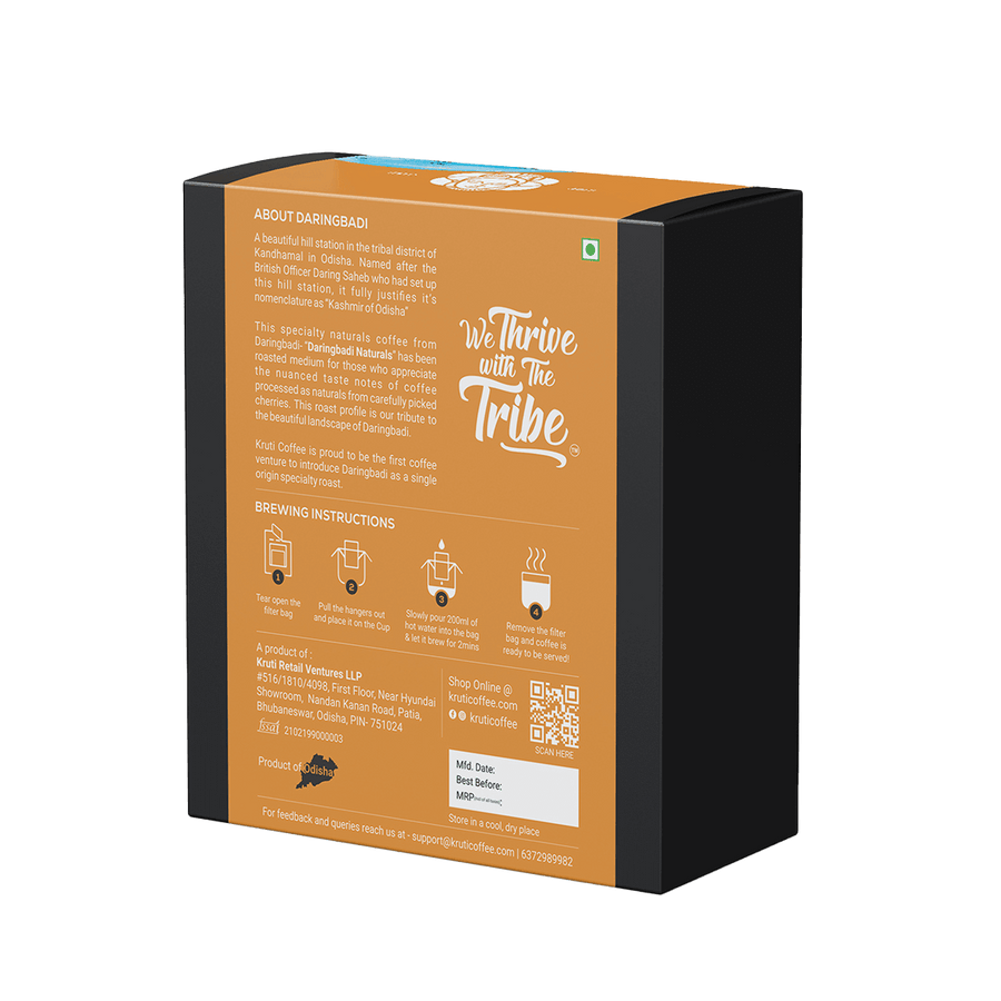 Kruti Coffee - Daringbadi Naturals Drip Bag | Medium Roast- Pack of 5